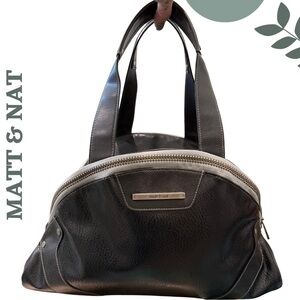 Matt & Nat Black Vegan Leather Satchel – Double Zip Carryall, Yoga Mat Holder